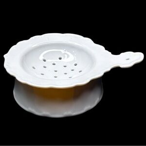 Antique Porcelain Tea Strainer White With Handle ceramic